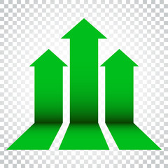 Arrow growing graph vector icon. Progress arrow grow sign illustration. Business concept simple flat pictogram on isolated background.