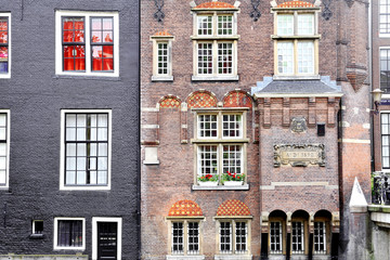 Buildings facade in the city center - Amsterdam, Holland