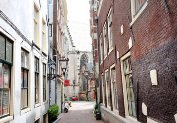 Amsterdam, Holland, Europe - view of an alley in the city center