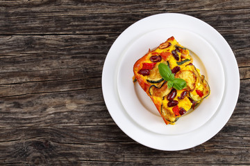 zucchini, red bean, ham and cheese gratin