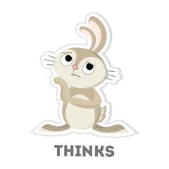 Isolated thinking rabbit.