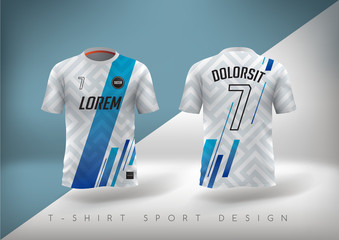 Soccer t-shirt design slim-fitting with round neck. Vector illustration - obrazy, fototapety, plakaty