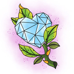 Traditional tattoo rose design. Cartoon illustration, hand drawn style.