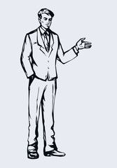 Business man. Vector drawing