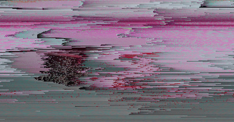 Colorful glitched background. Modern abstract generative illustration made of vector pixel mosaic. Distorted image processing. Random digital signal error. Collapsing array of data. Element of design. - 166954861