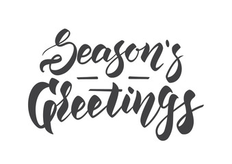 Vector illustration: Handwritten elegant modern brush lettering of Season's Greeting on white background. 