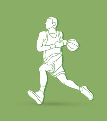 Basketball player running graphic vector