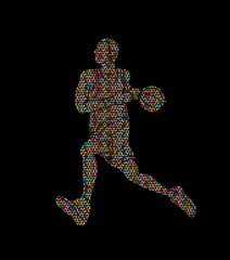 Basketball player running designed using mosaic pattern graphic vector