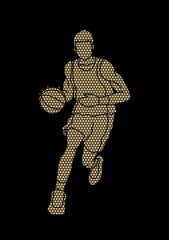 Basketball player running front view designed using luxury geometric pattern graphic vector