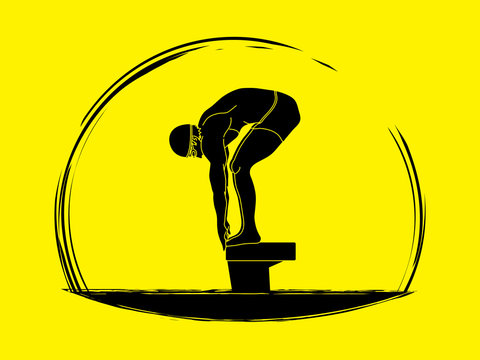 Swimmer prepare to jumping graphic vector