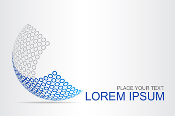 Logo stylized spherical surface with abstract shapes
