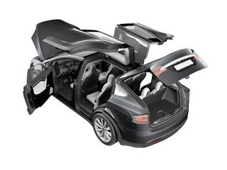 Modern Electric Car isolated hi detail rendering