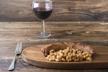 Botifarra with mongetes (typical food spain)