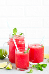 Healthy watermelon drink and fresh watermelon