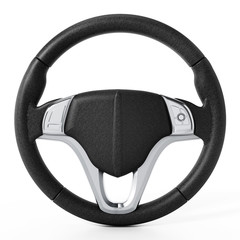 Steering wheel isolated on white background. 3D illustration