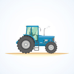 Farm tractor icon vector illustration. Heavy agricultural machinery for field work.
