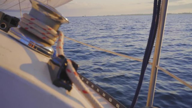 sailboat in summer on the lake ontario toronto sunset