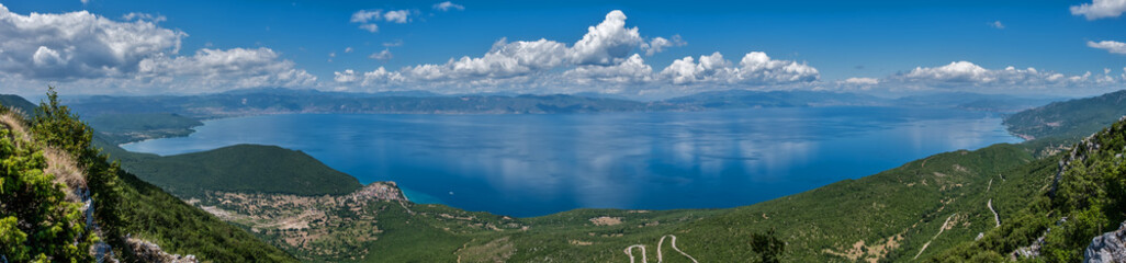 Fototapeta na wymiar Panorama mountain area with a lake