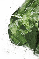 Seaweed spirulina powder  .   spirulina abstract background © Yuliya