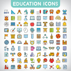 education and school supply icons set