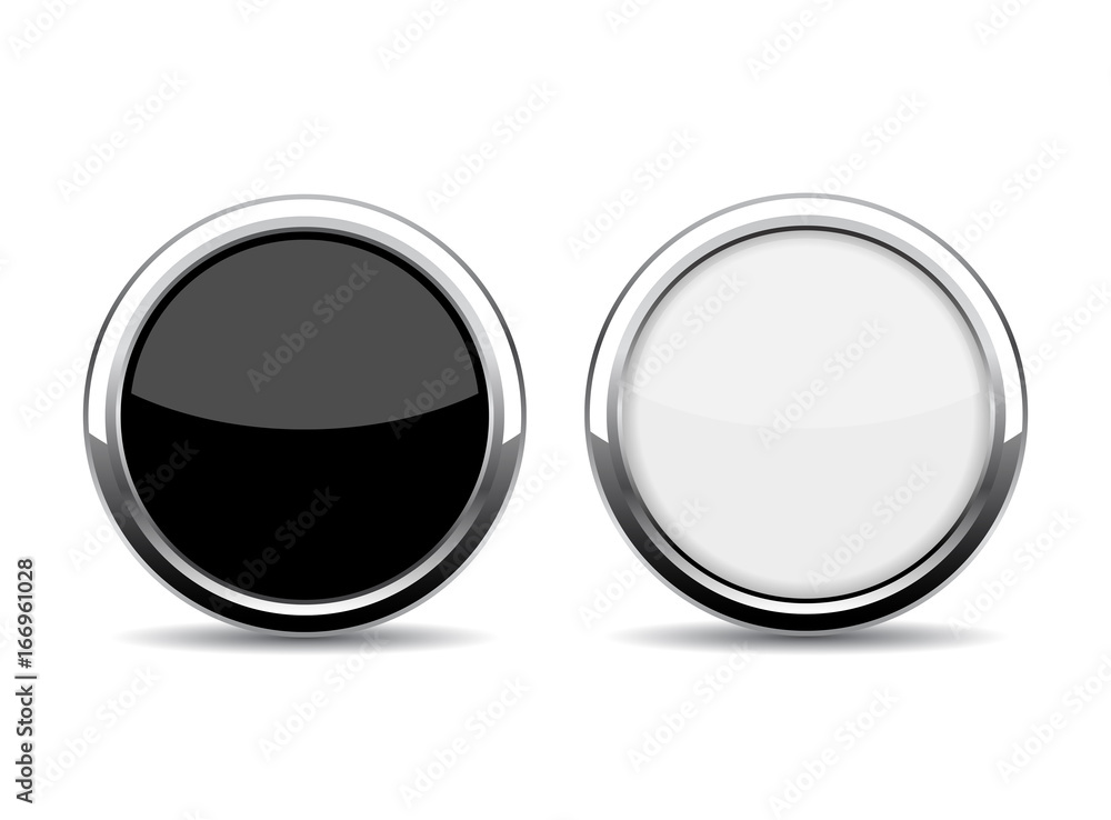 Wall mural round chrome glass buttons