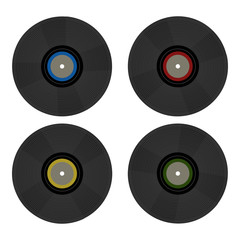 Vintage retro 80's vector vinyl records. Nostalgia 80s