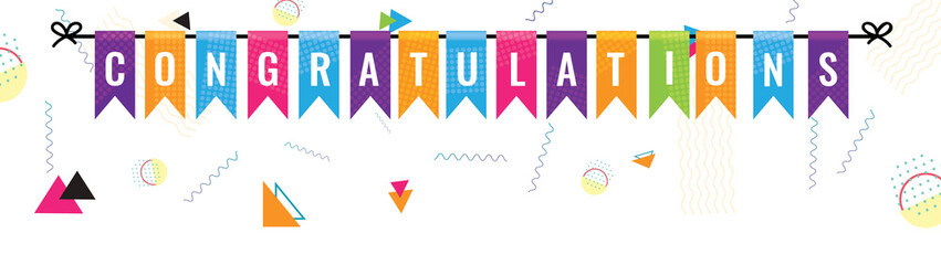 Bunting flags banner with congratulations letter. Congratulations banner.