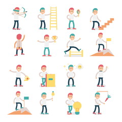 Fototapeta premium Cartoon character illustrating various activities