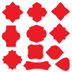 red vintage frames, blank retro badges and labels