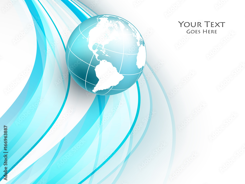Poster vector frame with globe and wavy lines. elements for design. template with copy space. eps10