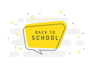 Back to school. Trendy flat vector bubble. Yellow banner on a white background.