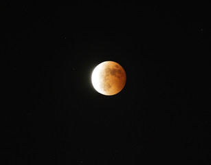 Lunar eclipse as seen in the night sky on October 8, 2014.China