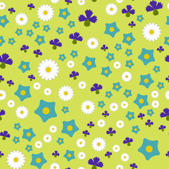 Nature spring flower wreath illustration colorful seamless pattern background vector illustration.
