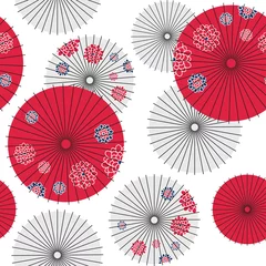 Behang Japanse stijl Japans paraplu naadloos patroon. Vectorillustratie.