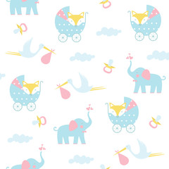 Seamless baby pattern. Vector illustration