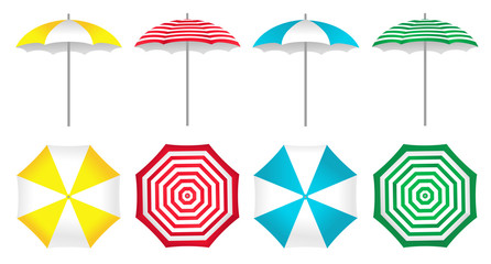 Colorful beach umbrellas set. Vector illustration