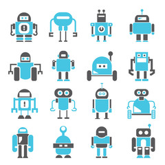 cartoon robot character icons