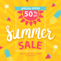 Obraz premium Summer sale banner. Vector illustration