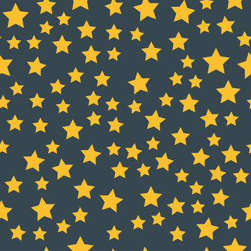 Shiny star seamless pattern pointed pentagonal gold award background abstract design doodle night artistic symbols.