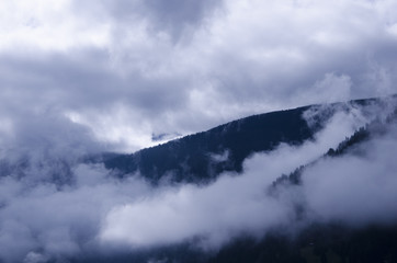 Mountains in the fog