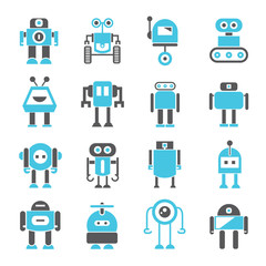 cartoon robot character icons