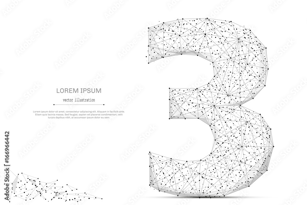 Aufkleber abstract mash line and point number three on white background with an inscription. starry sky or spa