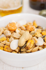 salted nuts and seeds on white dish