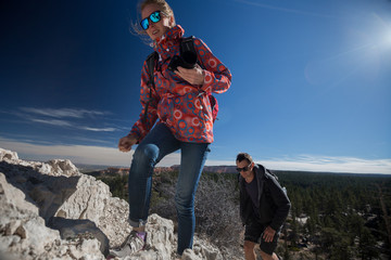 Tourists climbing up to the hill at the Bryce Canyon National Park, USA