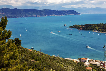 Fototapeta na wymiar Portovenere on the Mediterranean Sea in Italy