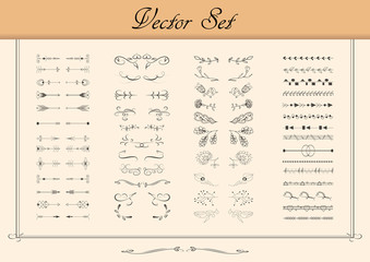 Big set of elements for wedding, invitation and save the date cards. Hand drawn vector illustration: flowers, owls, tapes, arrows, leaves, hearts