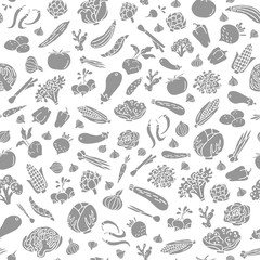 Hand drawn vegetables vector seamless pattern in flat style