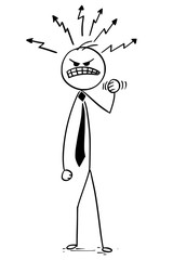 Cartoon Illustration of Angry Businessman, Boss or Manager.