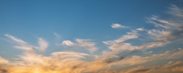 Dramatic sky with beautiful clouds. Color toned image.