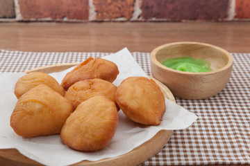 Chinese fried Dough bun with Pandan coconut custard dip